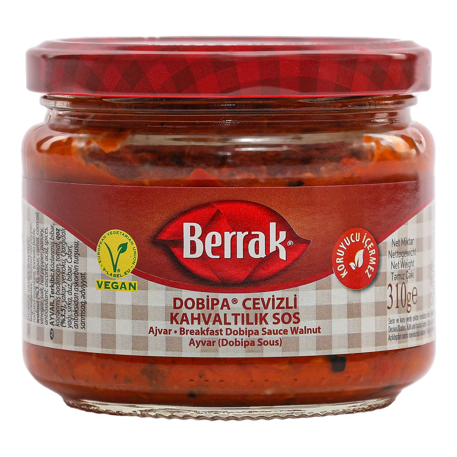

Паста Berrak Для бутербродов из перца баклажанов с томатной пастой и грецким орехом 300мл
