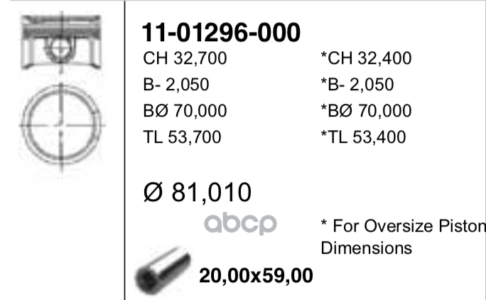 

Поршень ДВС без колец Audi. VW 1.8T 20V AEB =81 1.5x1.75x2 std 95>