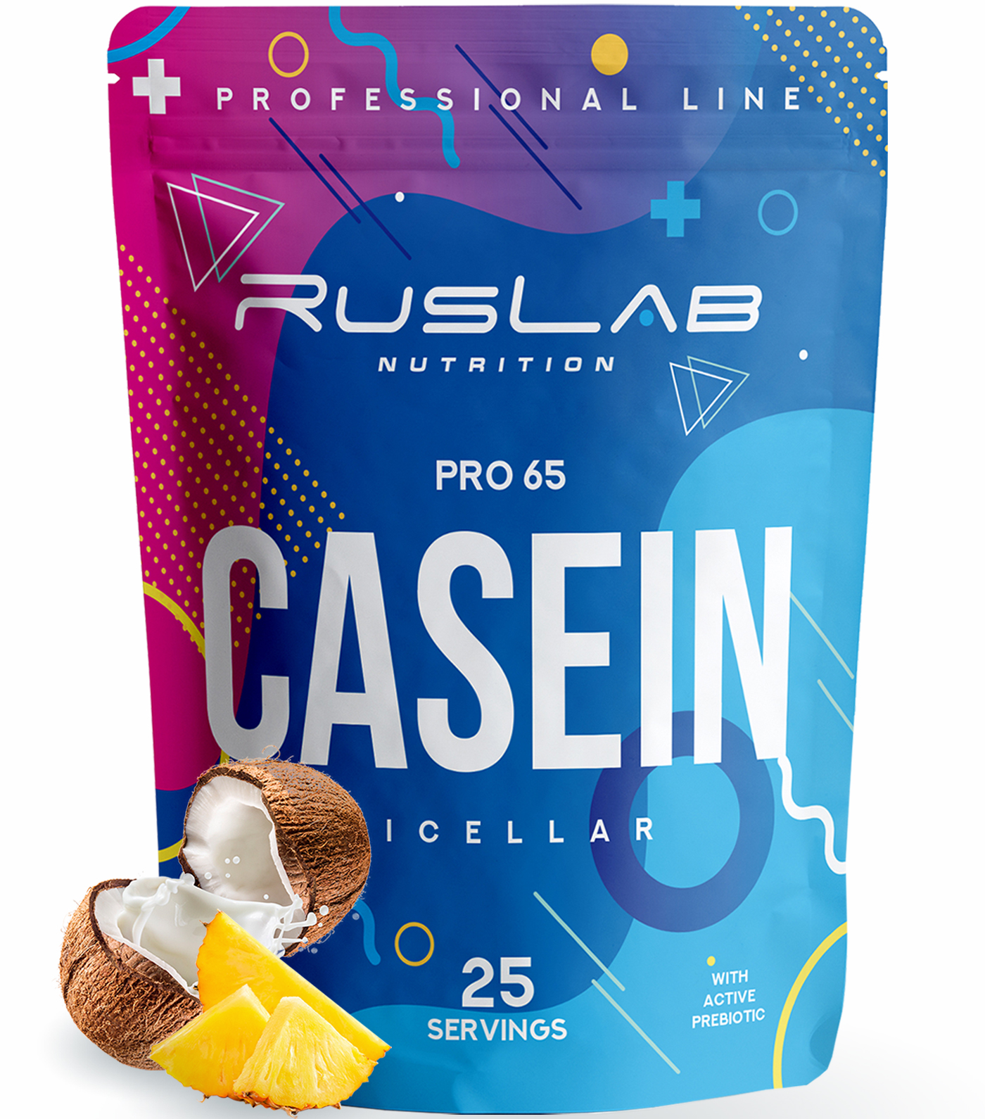 Мицеллярный казеин RusLabNutrition Casein Pro 65 800гр вкус пина колада