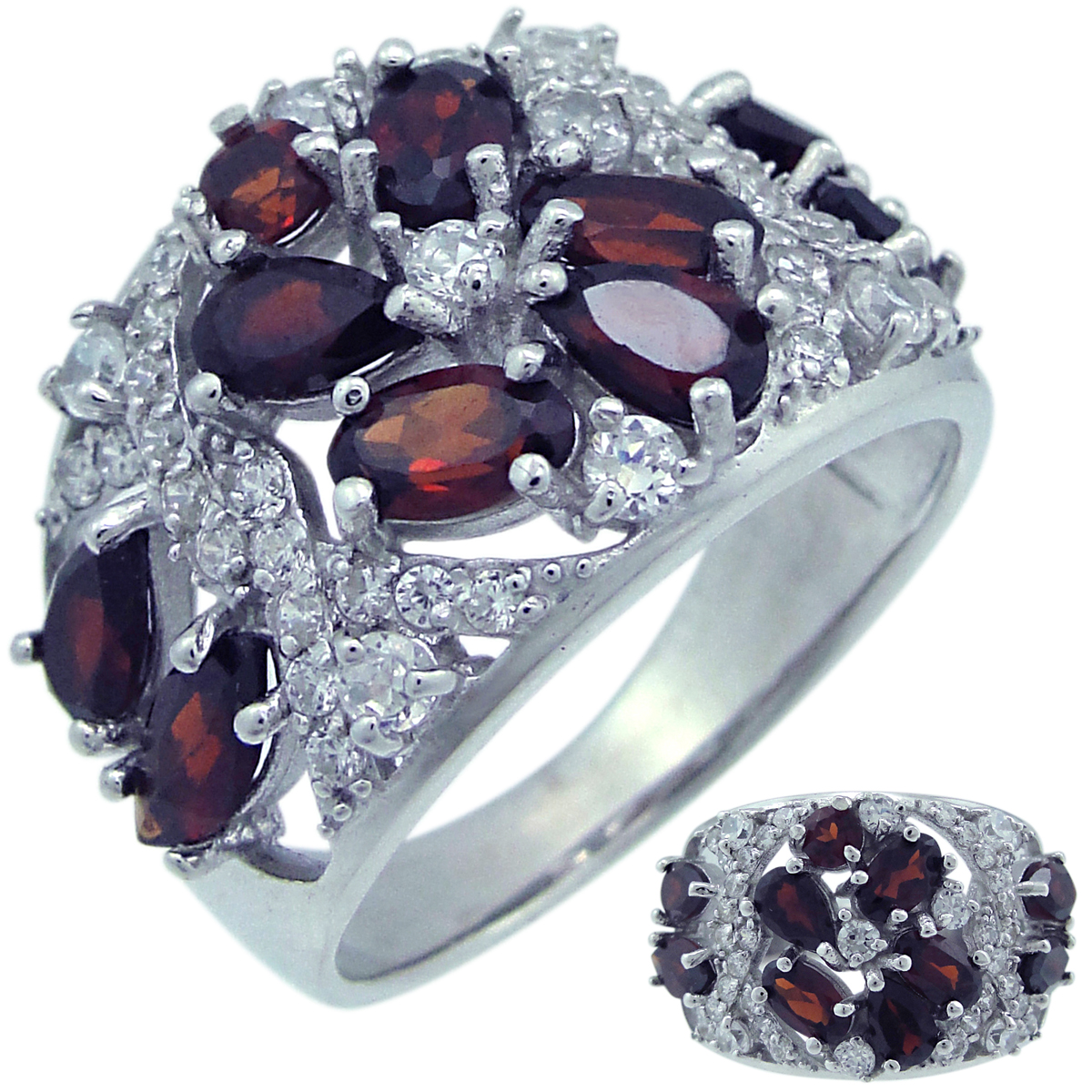 

Кольцо из серебра с гранатом и фианитом р. 18 Balex Jewellery 1405937557, 1405937557