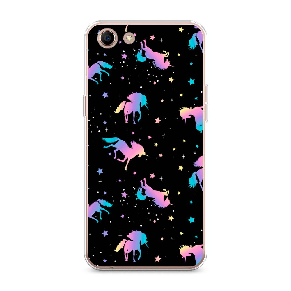 

Чехол для Oppo A83 "Единороги градиент", Черный;розовый;голубой, 250150-1