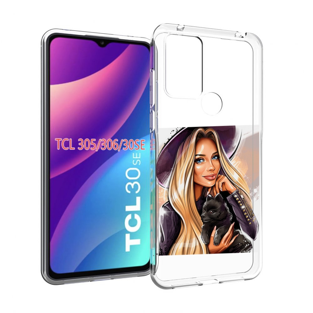 

Чехол MyPads девушка-с-черным-щенком женский для TCL 30SE/305/306/30E, Tocco