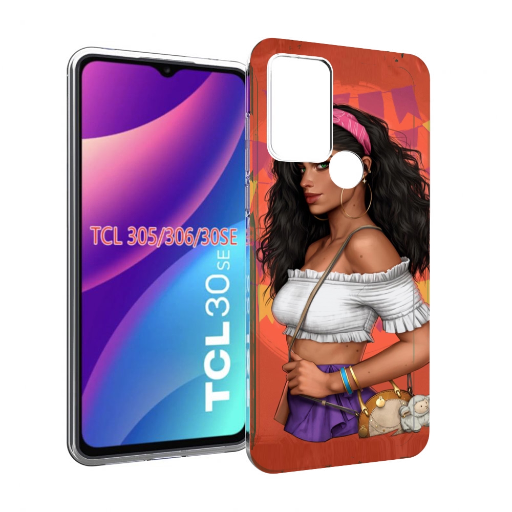 

Чехол MyPads девушка-с-сумкой-мулатка женский для TCL 30SE/305/306/30E, Tocco