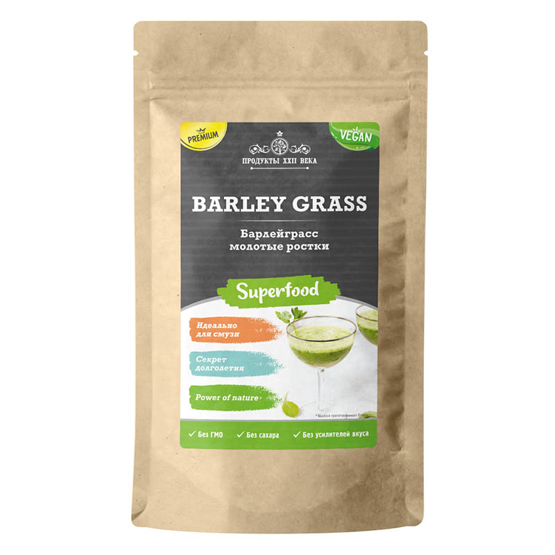 

Молотые ростки ячменя Продукты XXII века Barley Grass Premium 100 г.