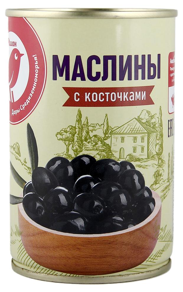 Маслины АШАН Красная птица с косточкой, 300 г