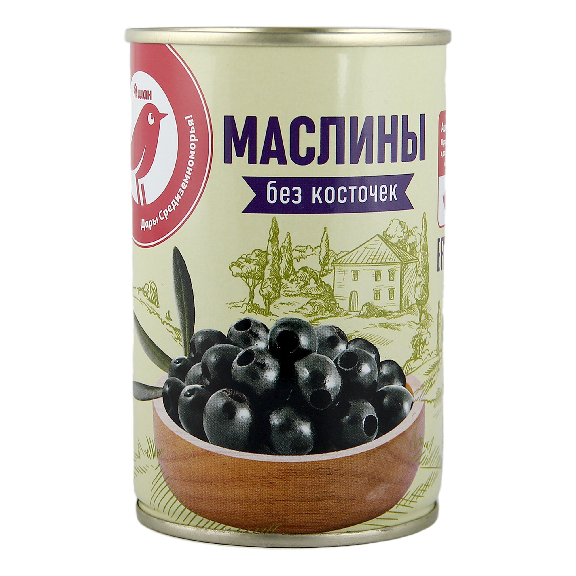 Маслины АШАН Красная птица без косточки, 300 г