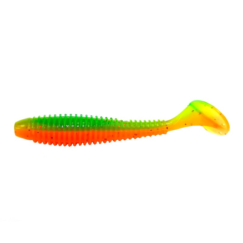 

Силиконовая приманка FLAGMAN Виброхвост Mystic Fish Fat 3,3" #0215 Orange Chartreuse, FMFF33