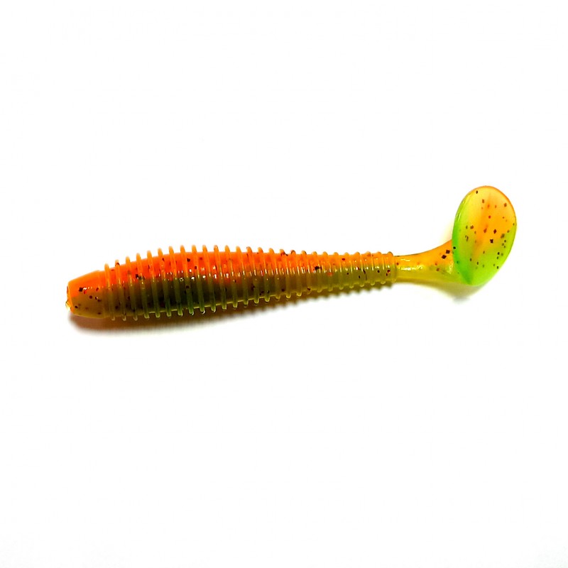 

Силиконовая приманка FLAGMAN Виброхвост Mystic Fish Fat 2,8" #0215 Orange Chartreuse, FMFF28