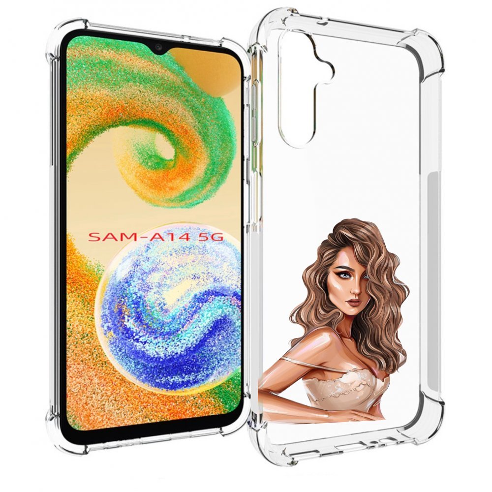 

Чехол MyPads Кудрявая-девушка женский для Samsung Galaxy A14 5G, Прозрачный, Tocco