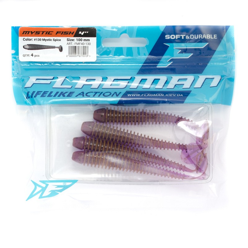 

Силиконовая приманка FLAGMAN Виброхвост Mystic Fish 4" #130 Mistic Spice 10см 4шт, FMF40