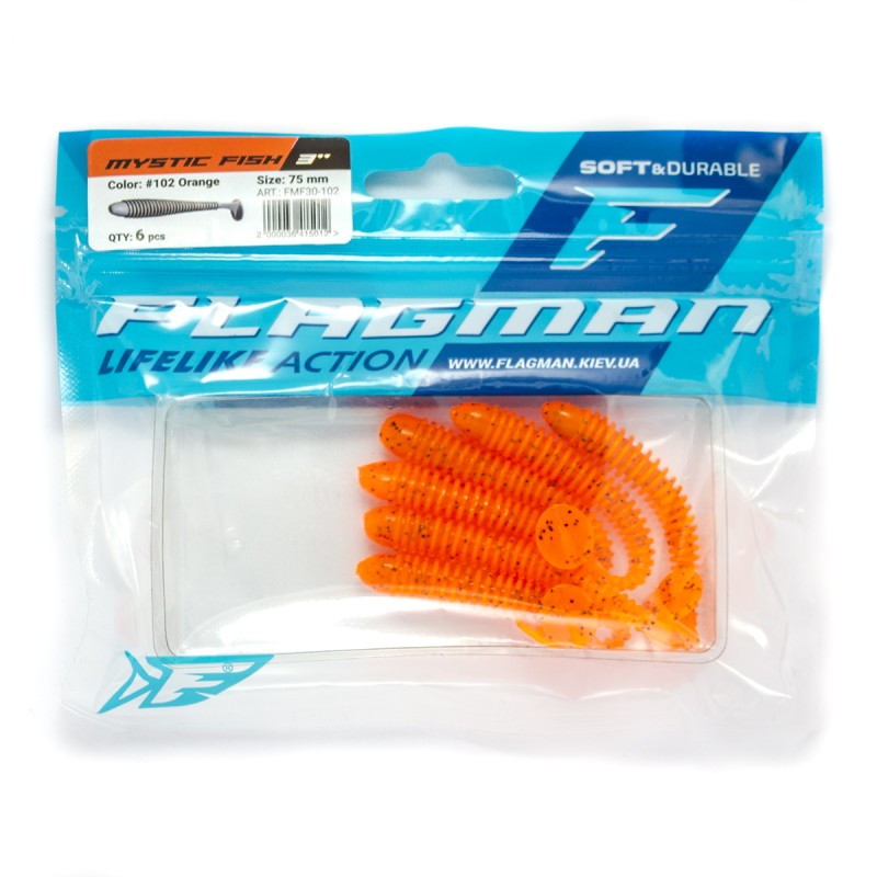 

Силиконовая приманка FLAGMAN Виброхвост Mystic Fish 3" #102 Orange 7,5см 5шт, FMF30