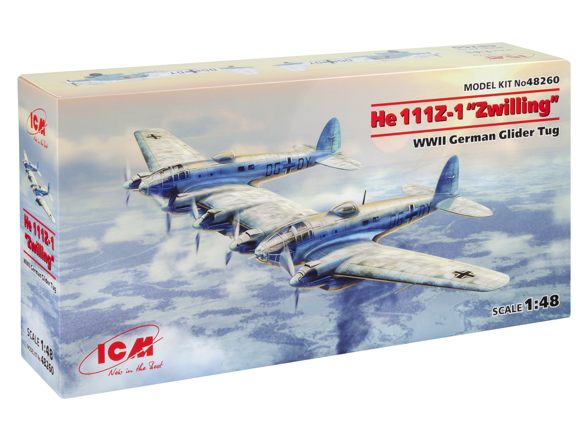 

Сборная модель ICM 1/48 Германский буксировщик планеров МВ WWII He 111Z-1 Zwilling 48260