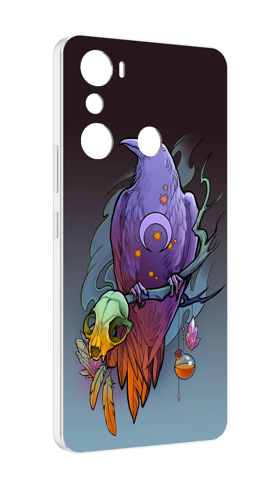 

Чехол MyPads фиолетовый ворон на ветке для Infinix Hot 20i, Прозрачный, Tocco