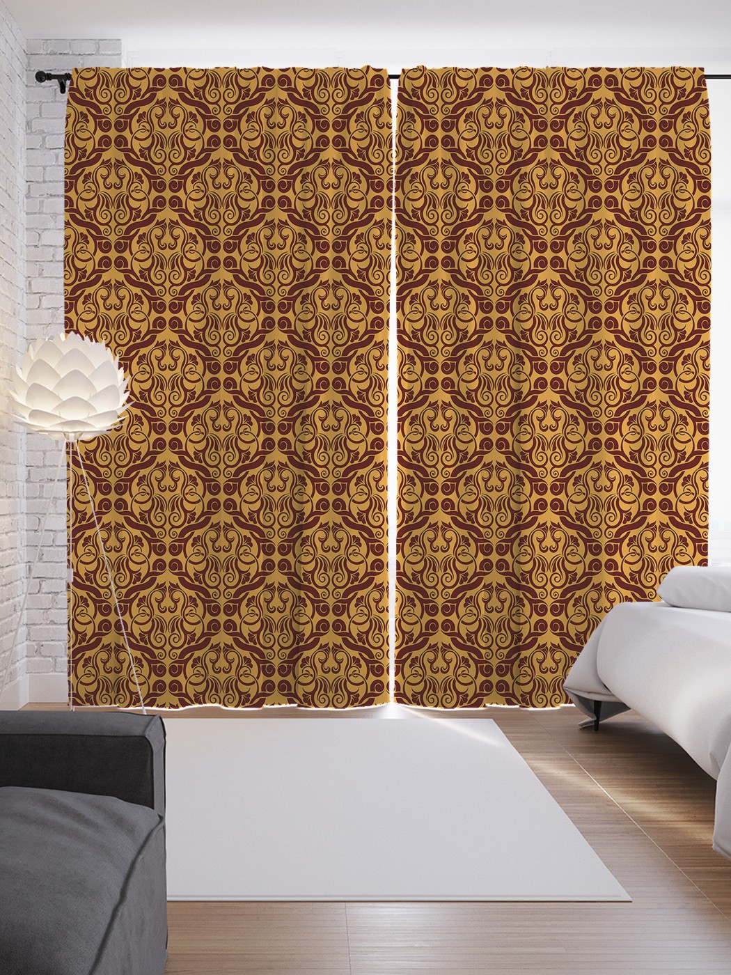 фото Шторы joyarty с фотопечатью "современное барокко" из сатена, 290х265 см