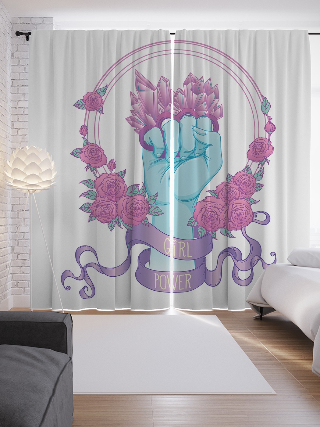 

Шторы JoyArty с фотопечатью "Знак свободы" из сатена, 290х265 см, Знак свободы