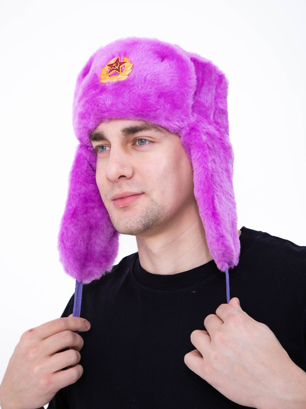

Шапка ушанка унисекс NoBrand 14288 фиолетовая, р.58, Фиолетовый, 14288