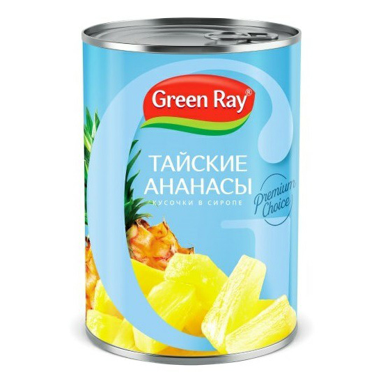

Ананасы Green Ray кусочки в легком сиропе 565 г