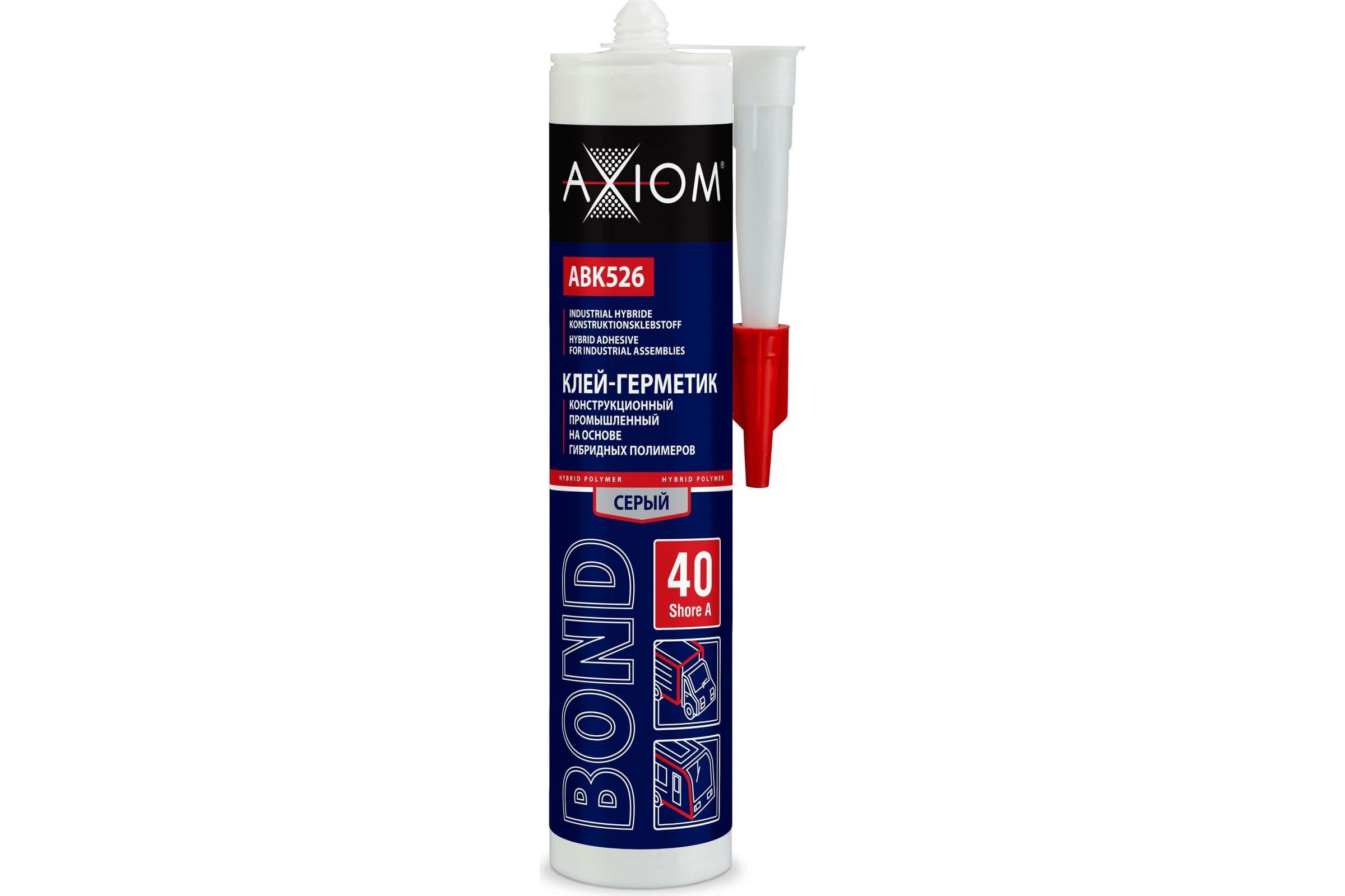 фото Axiom abk526 клей-герметик на основе гибридных полимеров, шор а 40, цвет серый 280мл axiom
