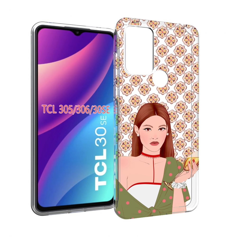 

Чехол MyPads девушка-с-вином-рисунок женский для TCL 30SE / TCL 305 / TCL 306 / TCL 30E, Tocco