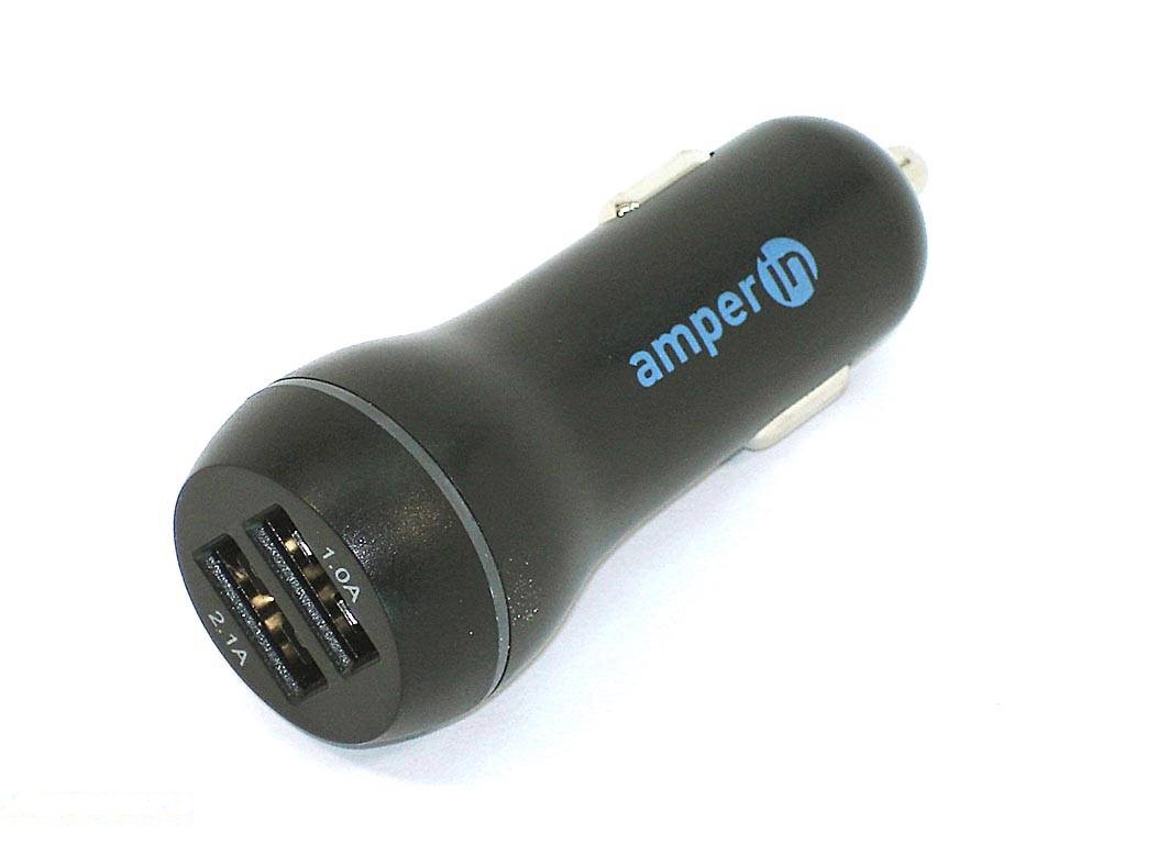 Автомобильное зарядное устройство AMPERIN CCB-2USB USB 1 DC 5V/2.1A USB 2 5V/1A Черный