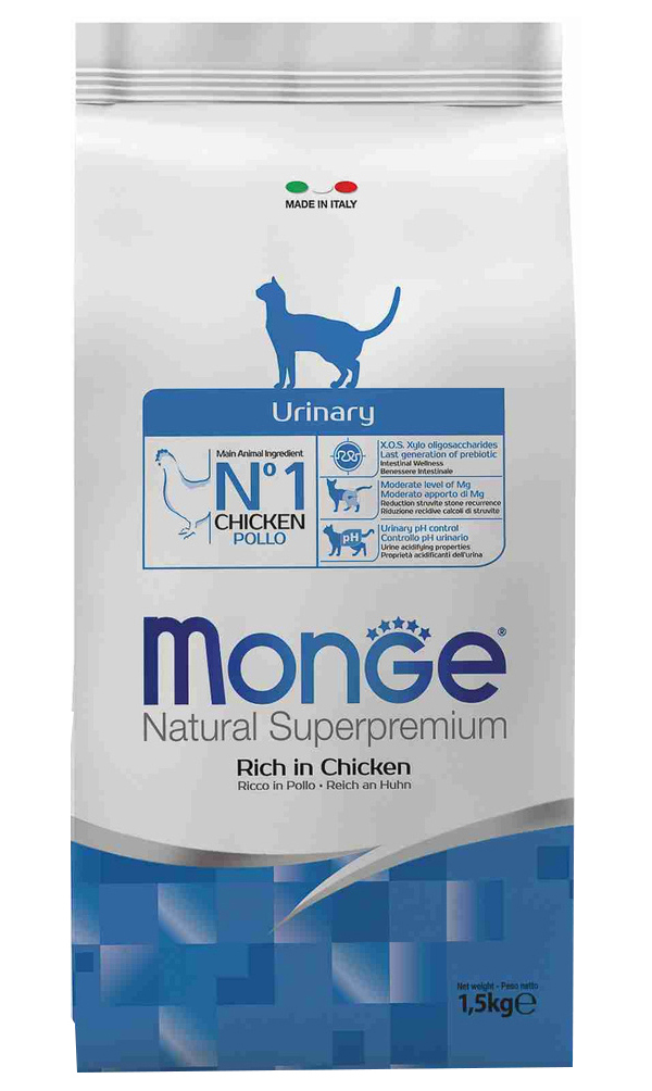

MONGE MONGE CAT URINARY CHICKEN для взрослых кошек при мочекаменной болезни с курицей (1,5