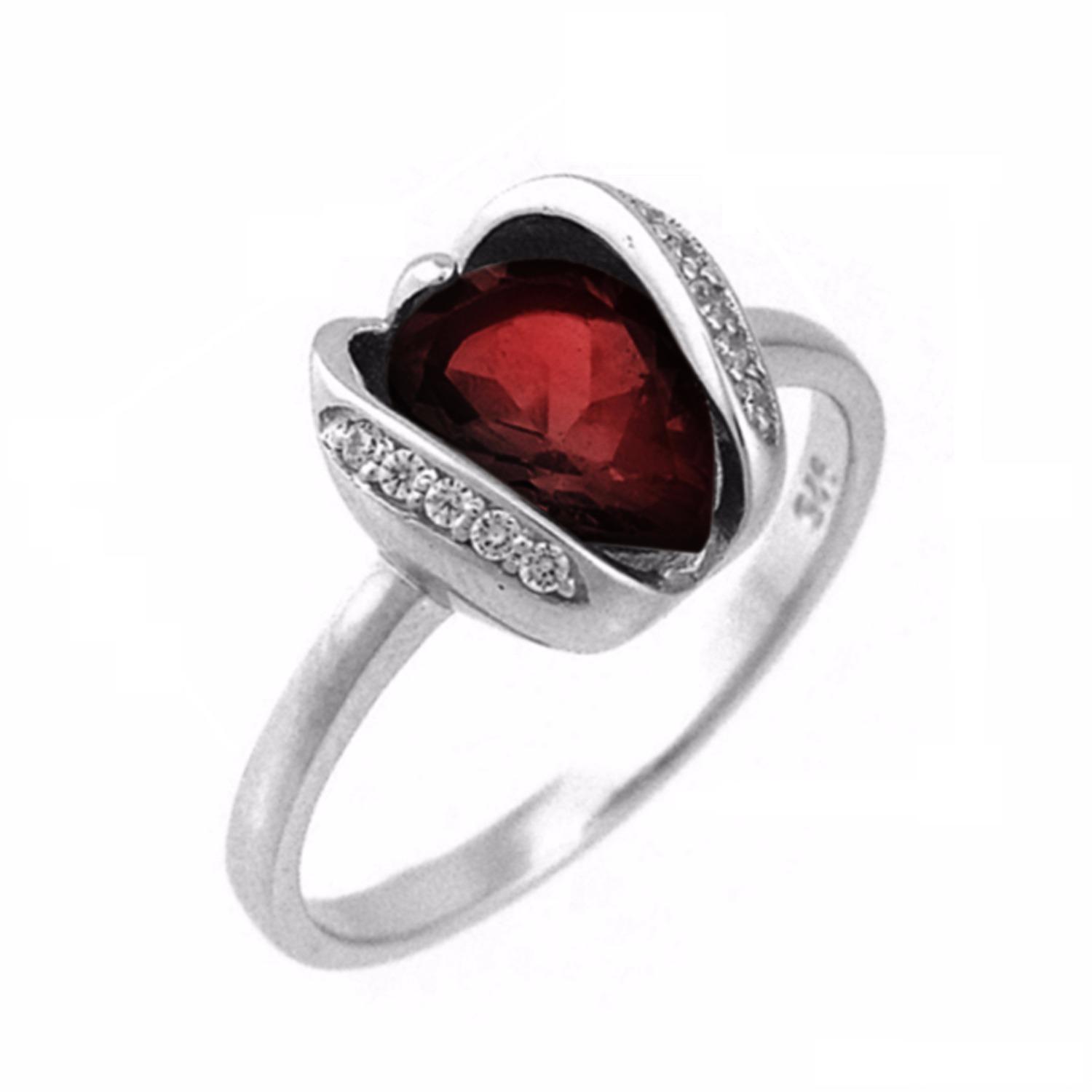

Кольцо из серебра с гранатом и фианитом р. 18 Balex Jewellery 1405937130, 1405937130