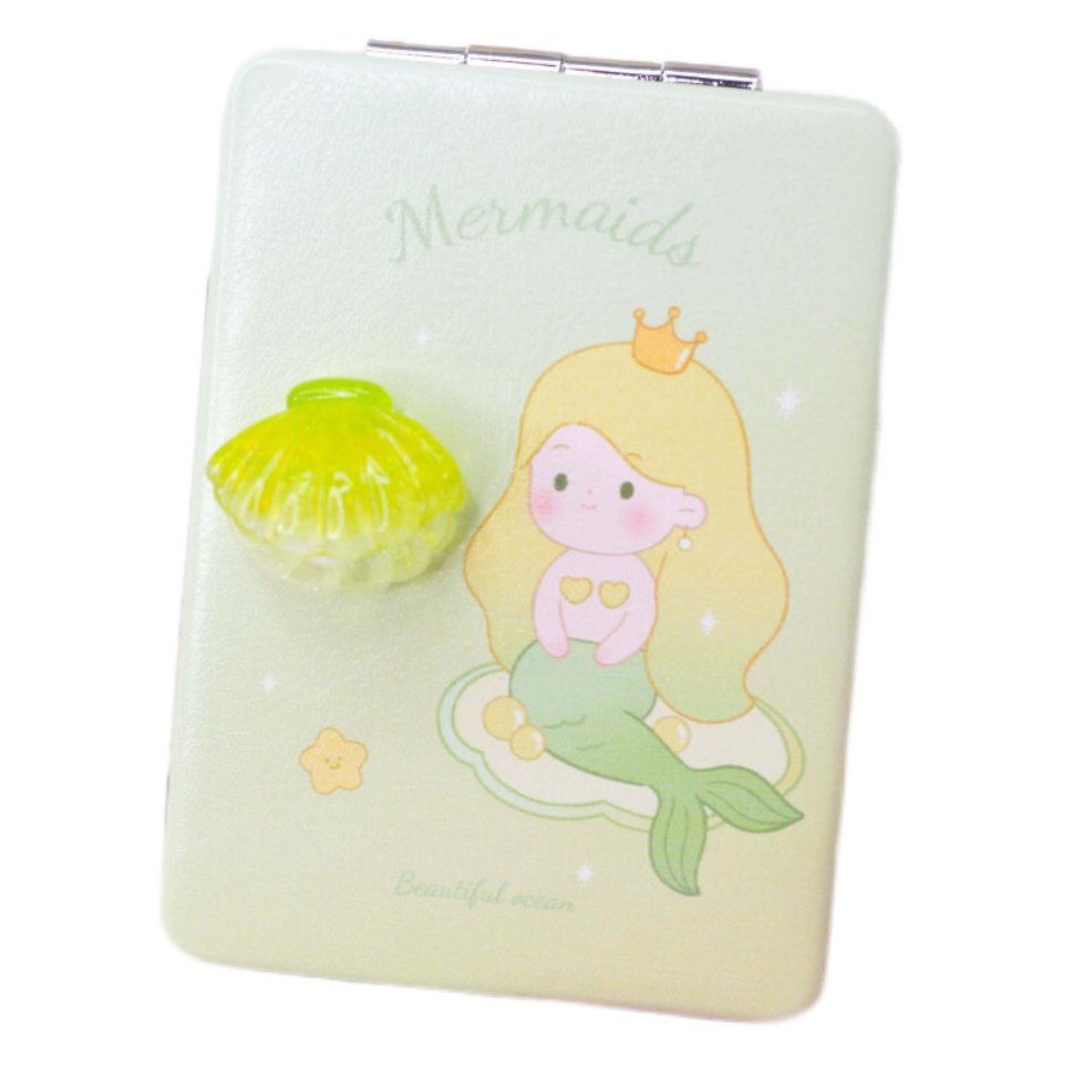 Зеркало Mermaids зеленый открытка с деревянным элементом счастья зеленый фон