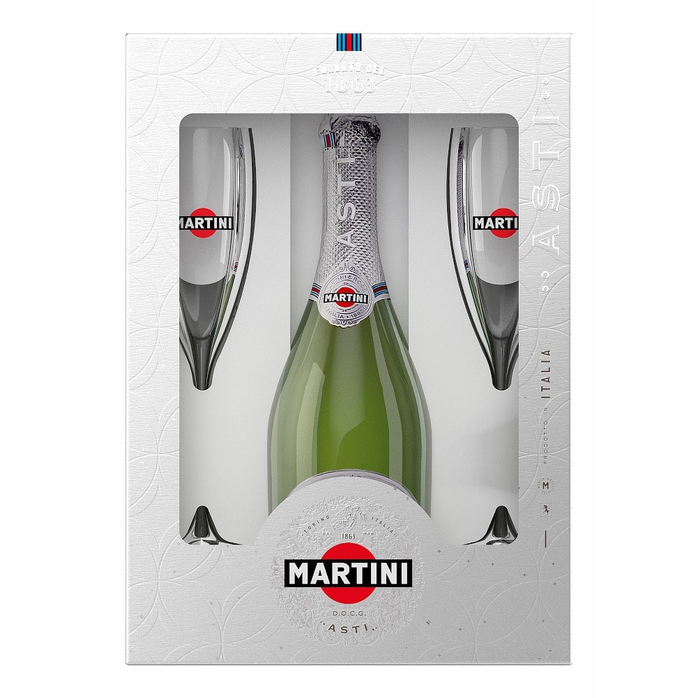 

Вино игристое Martini Asti сладкое белое 7,5% 750 мл c 2 бокалами
