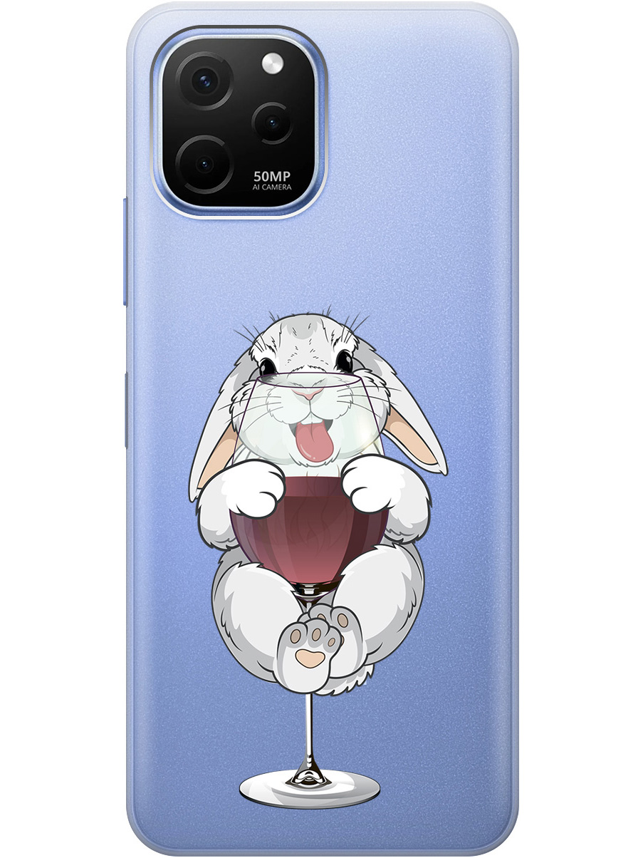 

Силиконовый чехол на Huawei nova Y61 с принтом "Кролик и бокал", Прозрачный;белый;бордовый, 762098575
