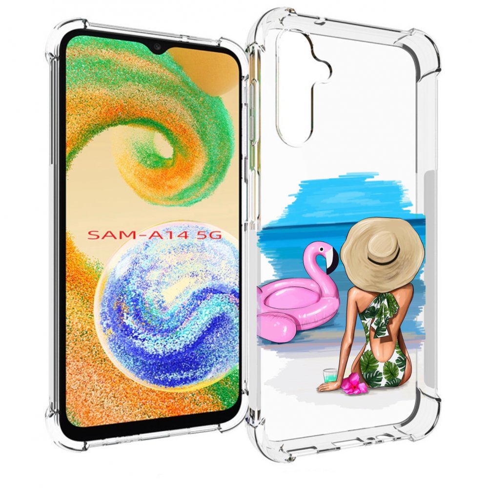 

Чехол MyPads Девушка-и-фламинго женский для Samsung Galaxy A14 5G, Прозрачный, Tocco