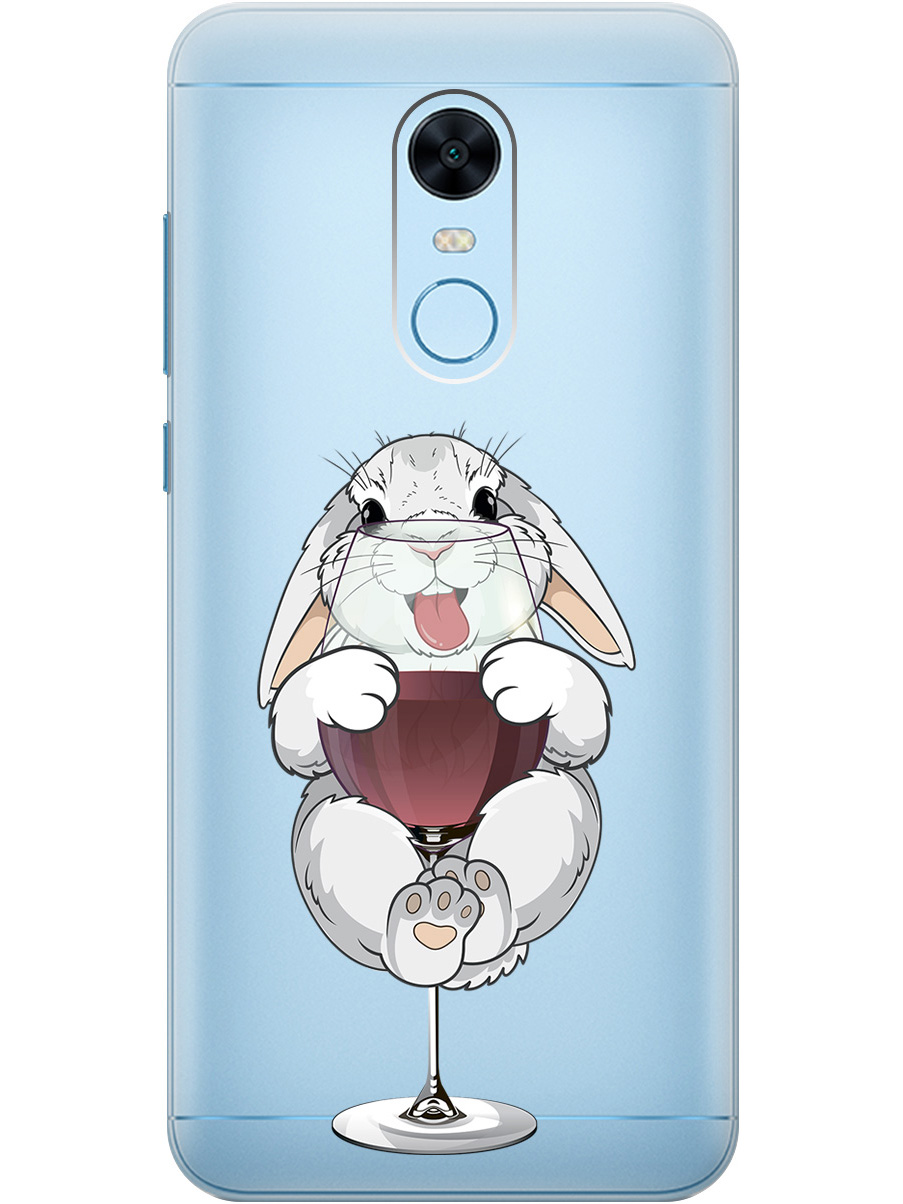 

Силиконовый чехол на Xiaomi Redmi 5 Plus с принтом "Кролик и бокал", Прозрачный;белый;бордовый, 717097575