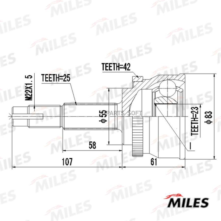 

MILES GA20332 ШРУС NISSAN SUNNY 1.5-1.8 90-98 нар.(ABS) 1шт