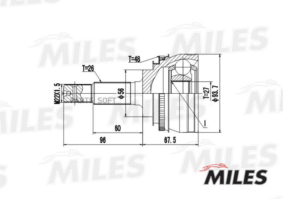 

MILES GA20458 ШРУС TOYOTA CAMRY 2.0-2.2 91-01 нар.(ABS) 1шт