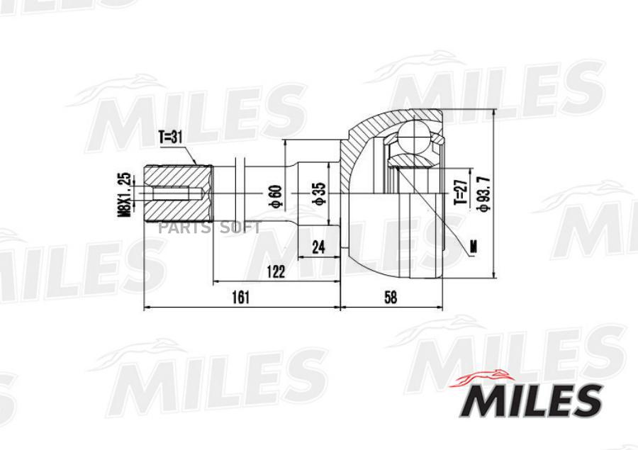 

MILES GA20310 ШРУС NISSAN PATROL GR 2.8D-4.2 88-97 нар. 1шт