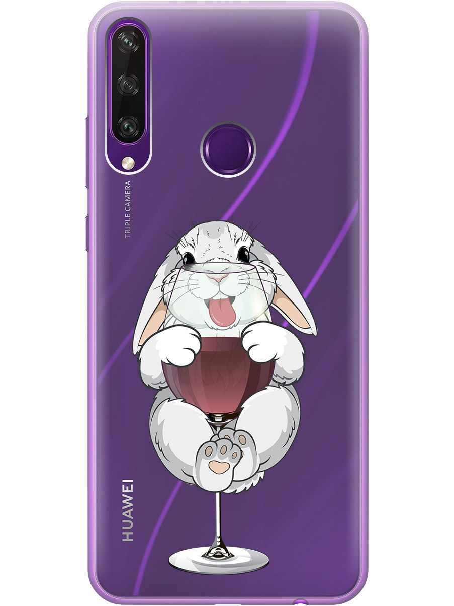 

Силиконовый чехол на Huawei Y6P с принтом "Кролик и бокал", Прозрачный;белый;бордовый, 723101075