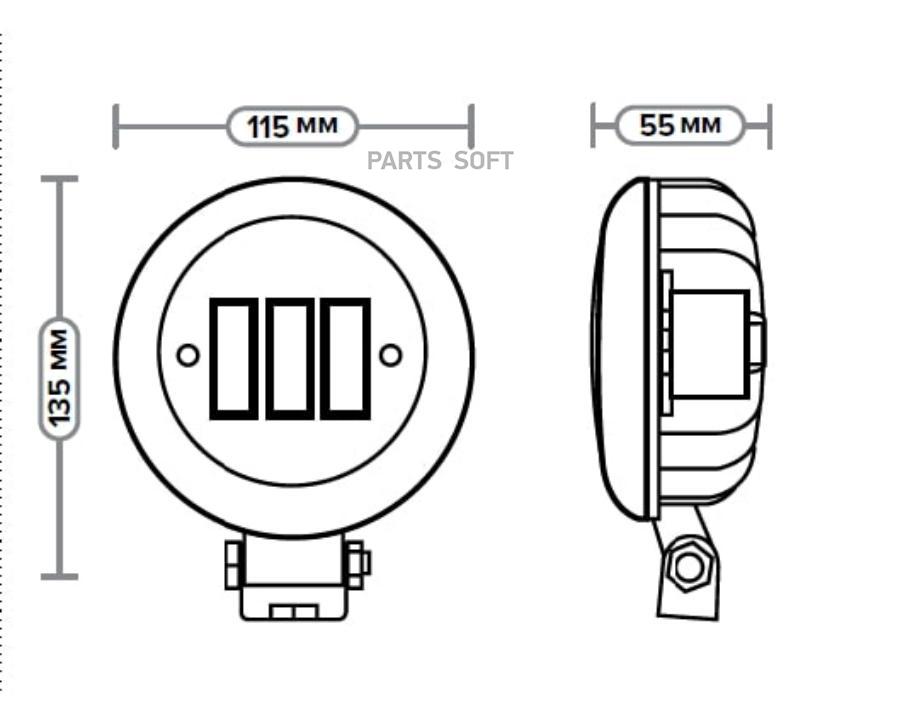 

AVTOELECTRICA 'AE30R6LED55PC Фара светодиодная круглая, рассеив.свет, 6 диодов, 30W, 1шт