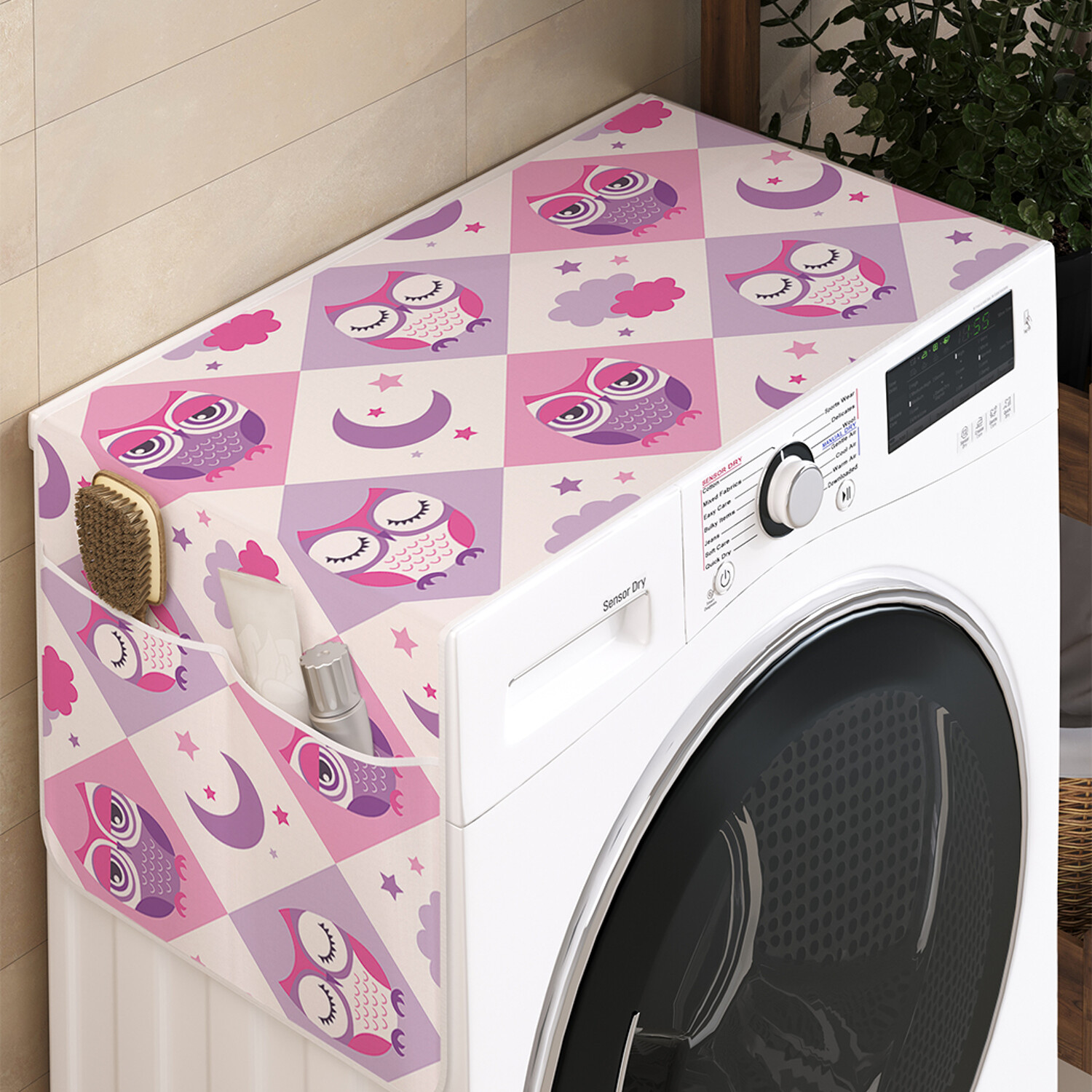 

Чехол накидка для стиральной машины Ambesonne с рисунком 35 на 120, Лунные совы