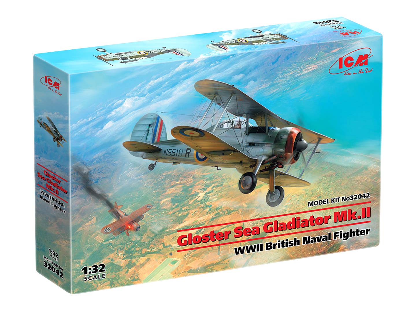 

Сборная модель ICM 1/32 Gloster Sea Gladiator Mk.II, Британский морской истребитель 32042