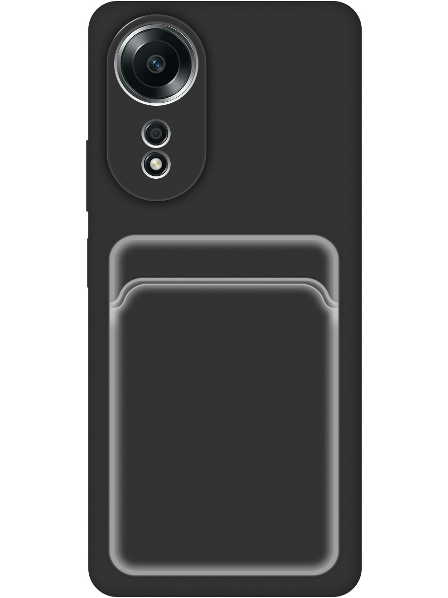 

Силиконовый чехол на Oppo A58 4G матовый с карманом для карты черный, 782629431