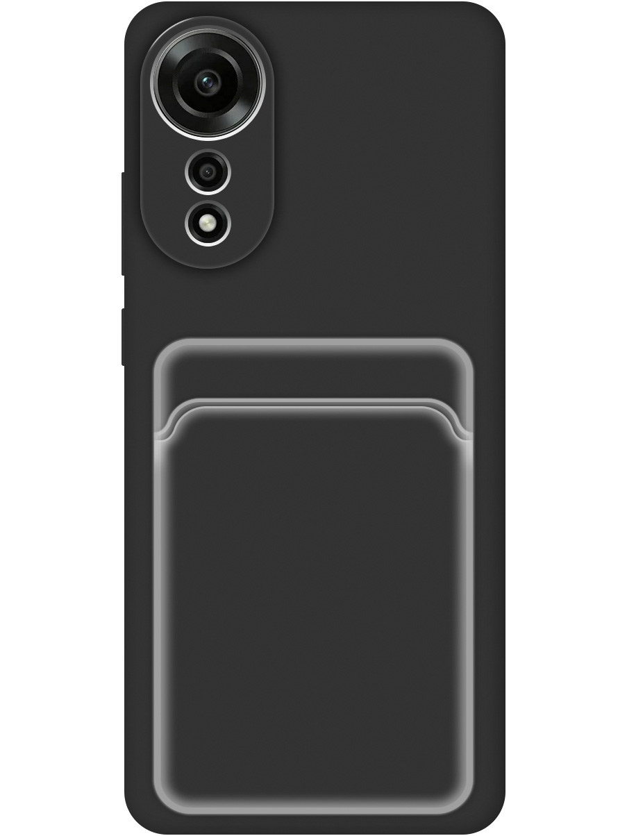

Силиконовый чехол на Oppo A78 4G матовый с карманом для карты черный, 782630031