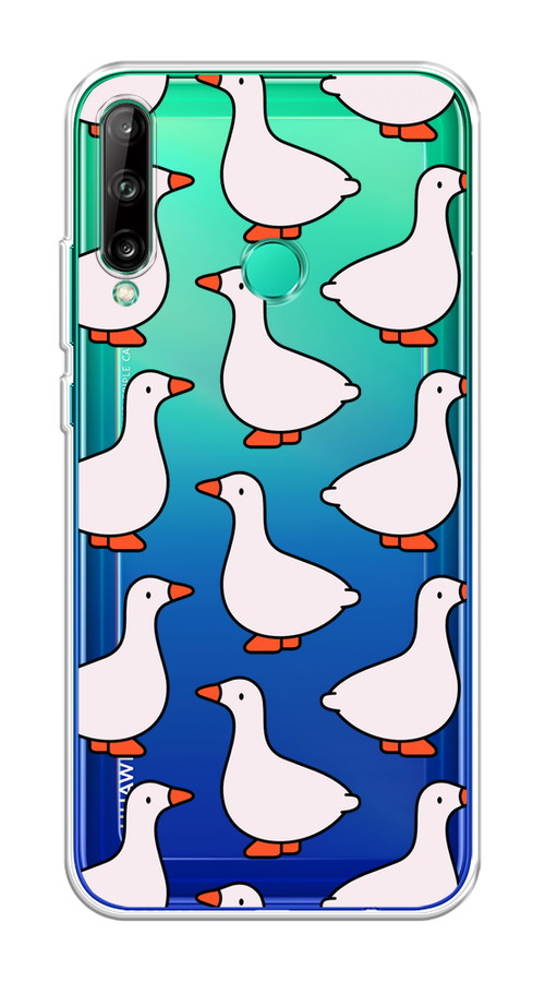 

Чехол на Honor 9C, Huawei P40 Lite E/Y7p "Гуси", Прозрачный;белый;оранжевый, 6103350-1