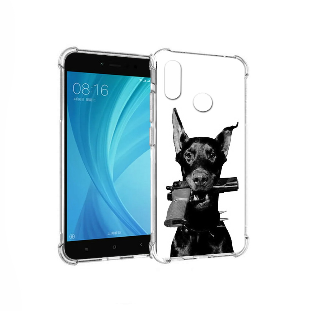 

Чехол MyPads Tocco для Xiaomi Redmi Note 5 доберман с пистолетом (PT113434.311.331), Прозрачный, Tocco