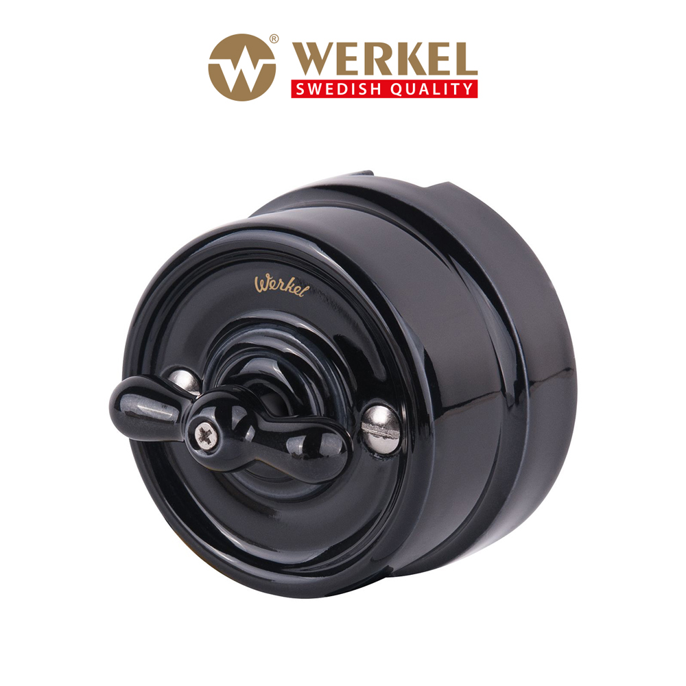 

Накладной одноклавишный выключатель Werkel W5612008 ретро черный из керамики, Переключатель одноклавишный Ретро