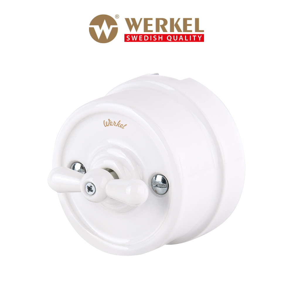 

Накладной одноклавишный выключатель/переключатель Werkel W5612001 ретро белый из керамики, Переключатель одноклавишный Ретро