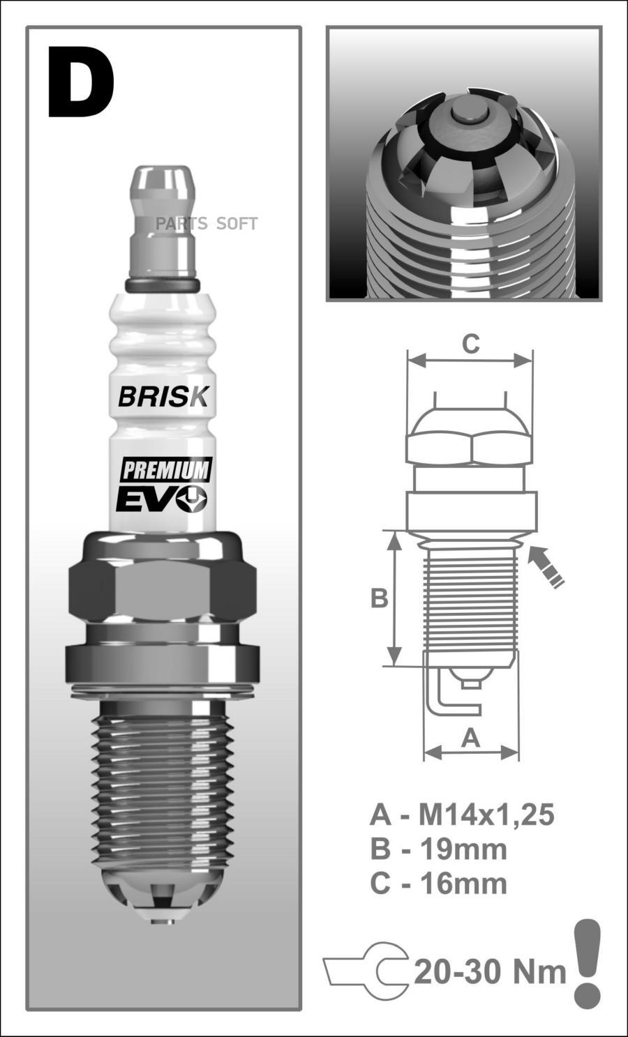 

Свеча зажигания BRISK Premium Evo DR15SXC