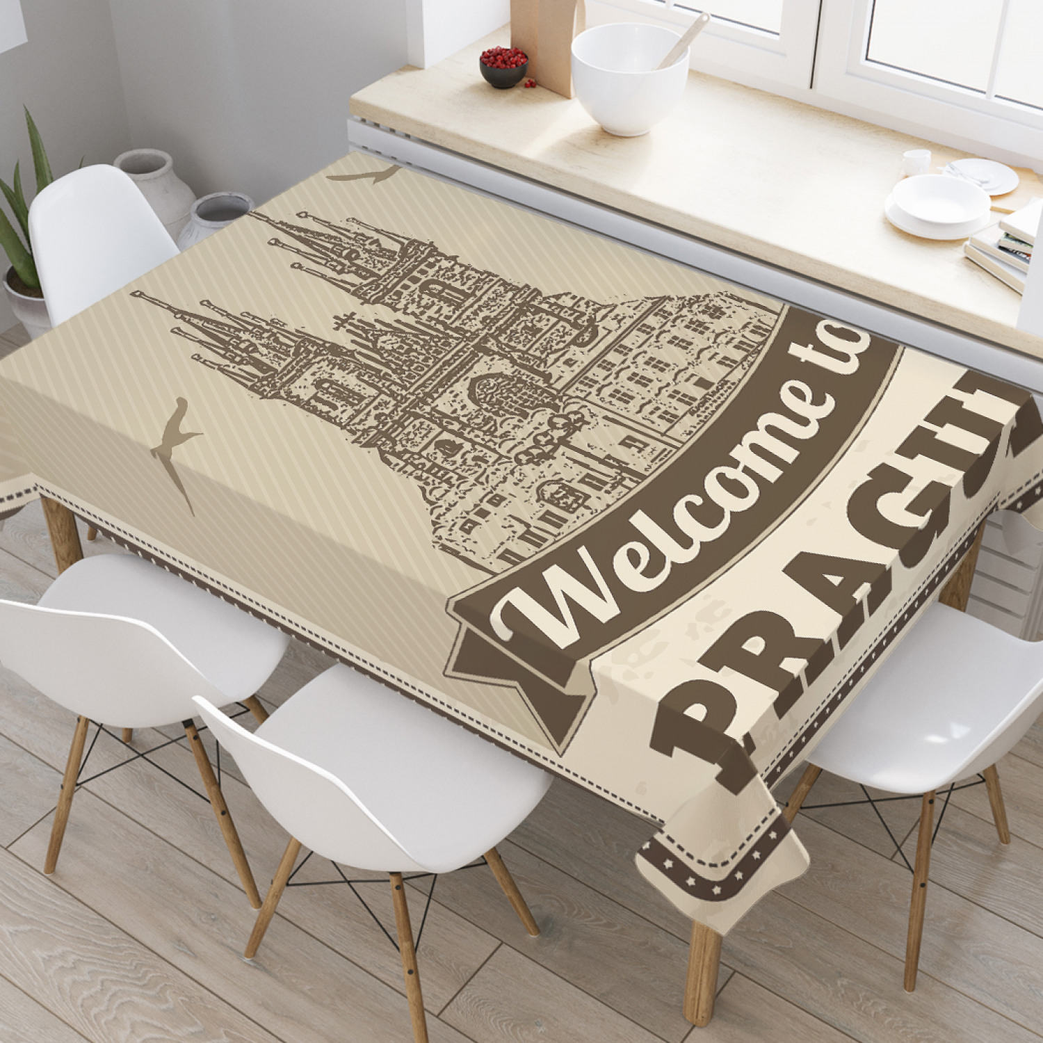 

Скатерть прямоугольная JoyArty "Приглашение в Прагу" из оксфорда, 120x145см, Бежевый, Приглашение в Прагу