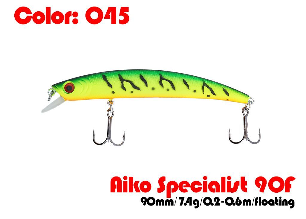 

Воблер Aiko SPECIALIST 90F # 045, Желтый;зеленый;черный, SPECIALIST