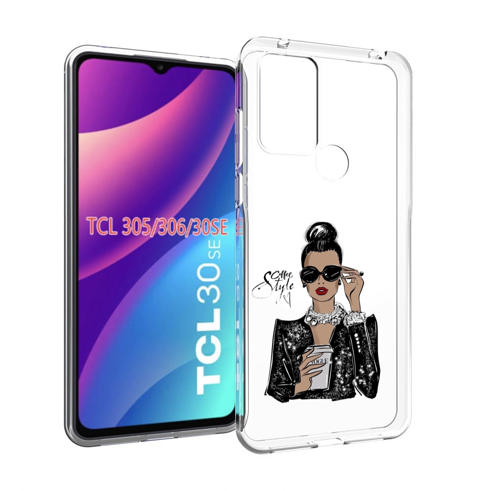

Чехол MyPads девушка в черных очках в пиджаке для TCL 30SE/305/306/30E, Tocco