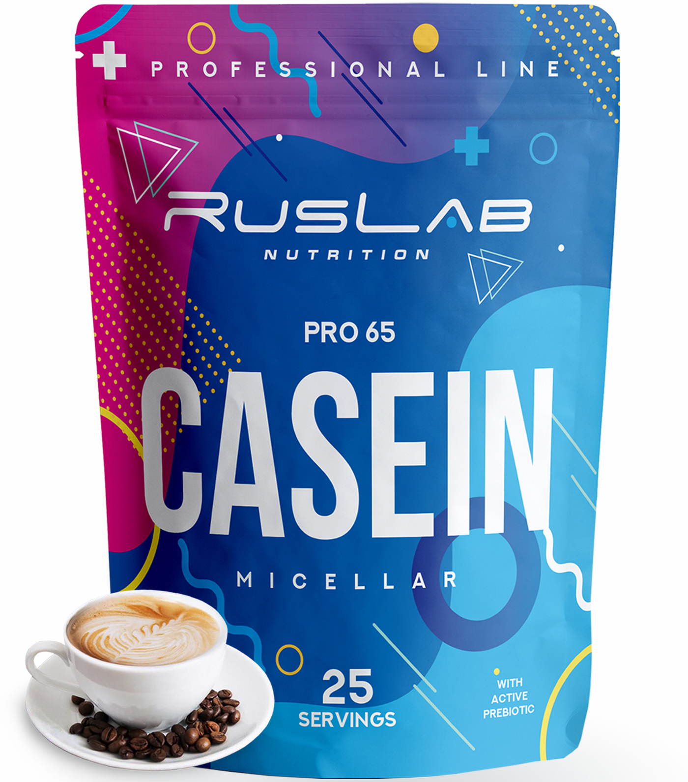 Мицеллярный казеин RusLabNutrition Casein Pro 65 800гр вкус кофе капучино