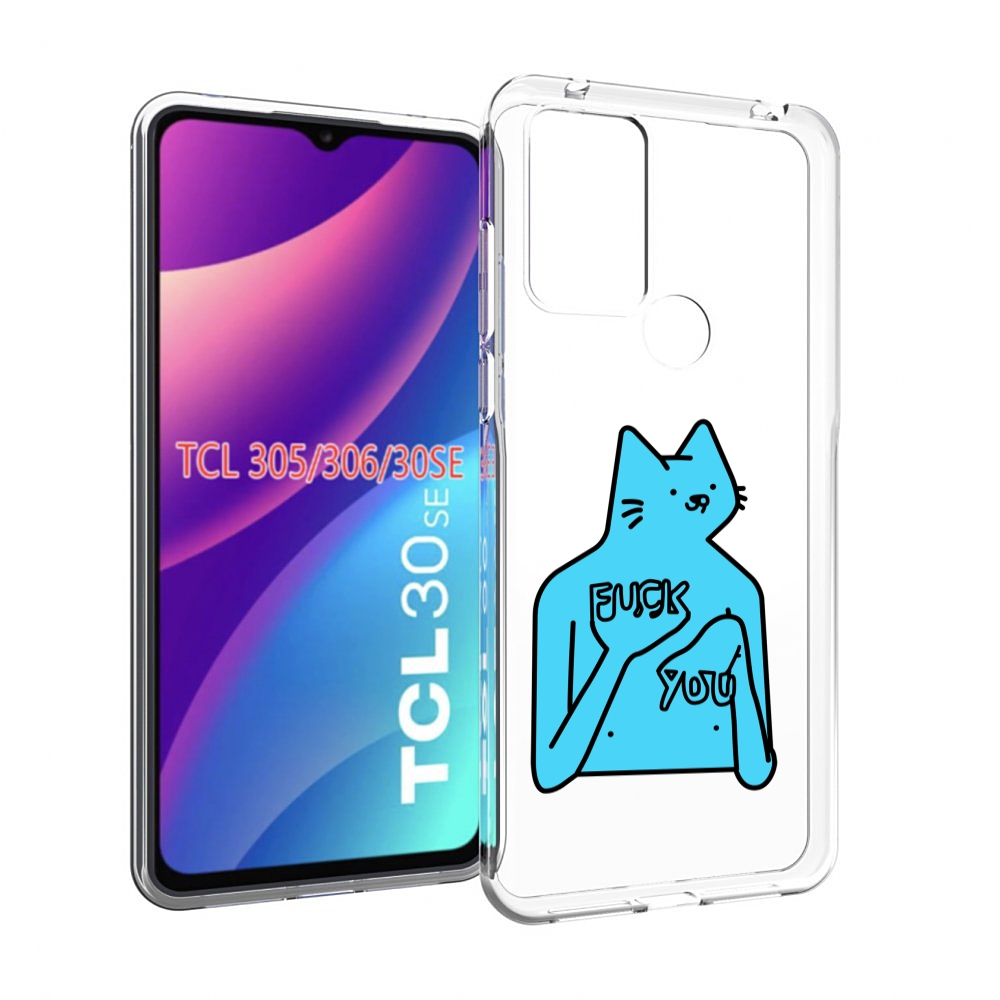 

Чехол MyPads голубой-кот-фак-ю для TCL 30SE/305/306/30E, Tocco